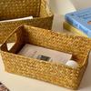 Japanese Handmade Woven Straw Storage Basket for Desktop Organization