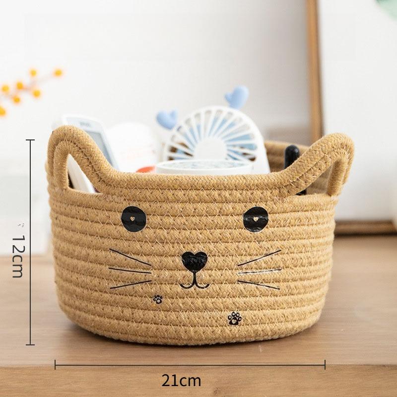 Cotton Rope Woven Creativity Storage Basket Home Living Room Coffee Table Snack Storage Box Desktop Storage Basket for Cosmetics and Skincare Products
