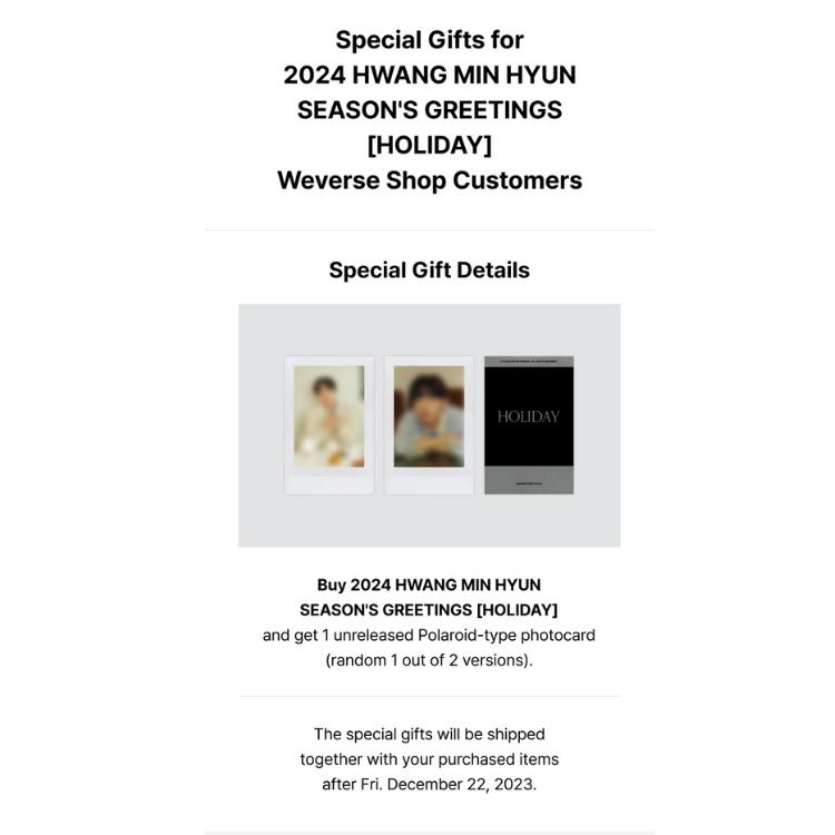 Select POB 2024 HWANG MIN HYUN Seasons Greetings HOLIDAY