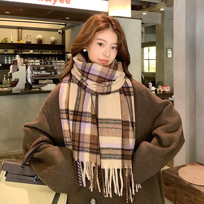 New autumn and winter scarf fashion high sense pure wool thickened versatile warm shawl student scarf