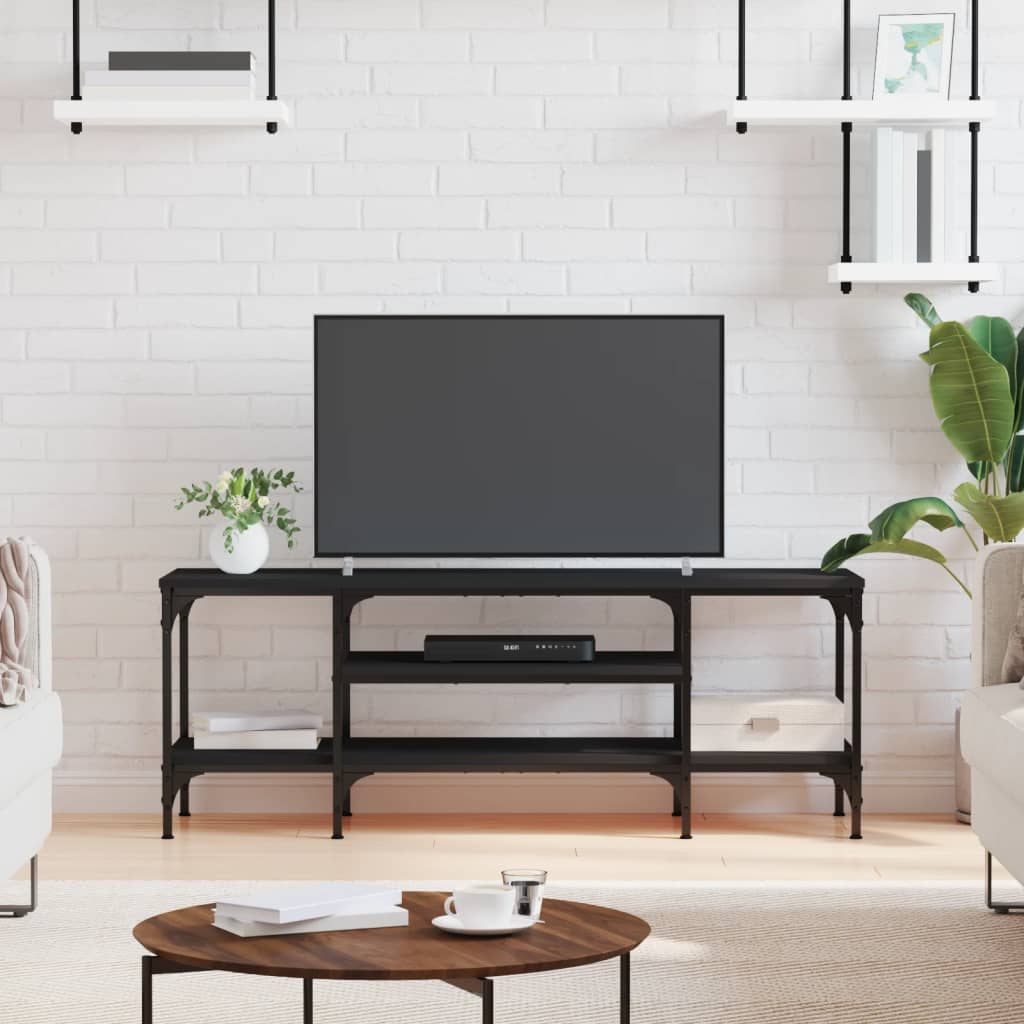 TV Cabinet Black 121x35x45 cm Wood Based Panel & Iron