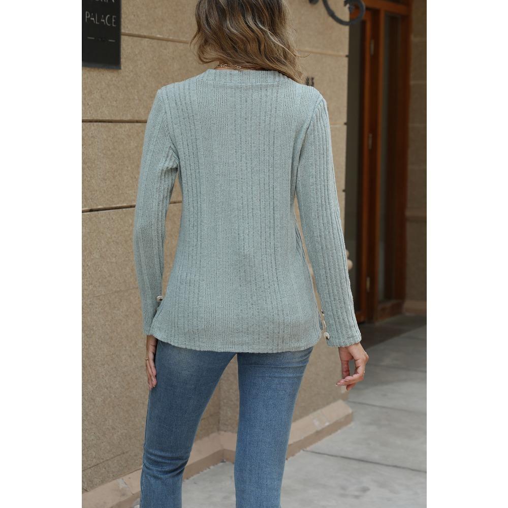 GMXIA Women's Fashion Casual Autumn Winter Solid Color Print Long Sleeve V-Neck Blouses & Shirts