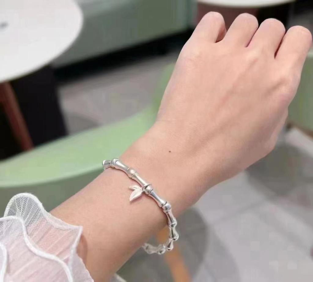999 Sterling Silver Bamboo Joint Bracelet - Essential Niche Design for Little Fairies