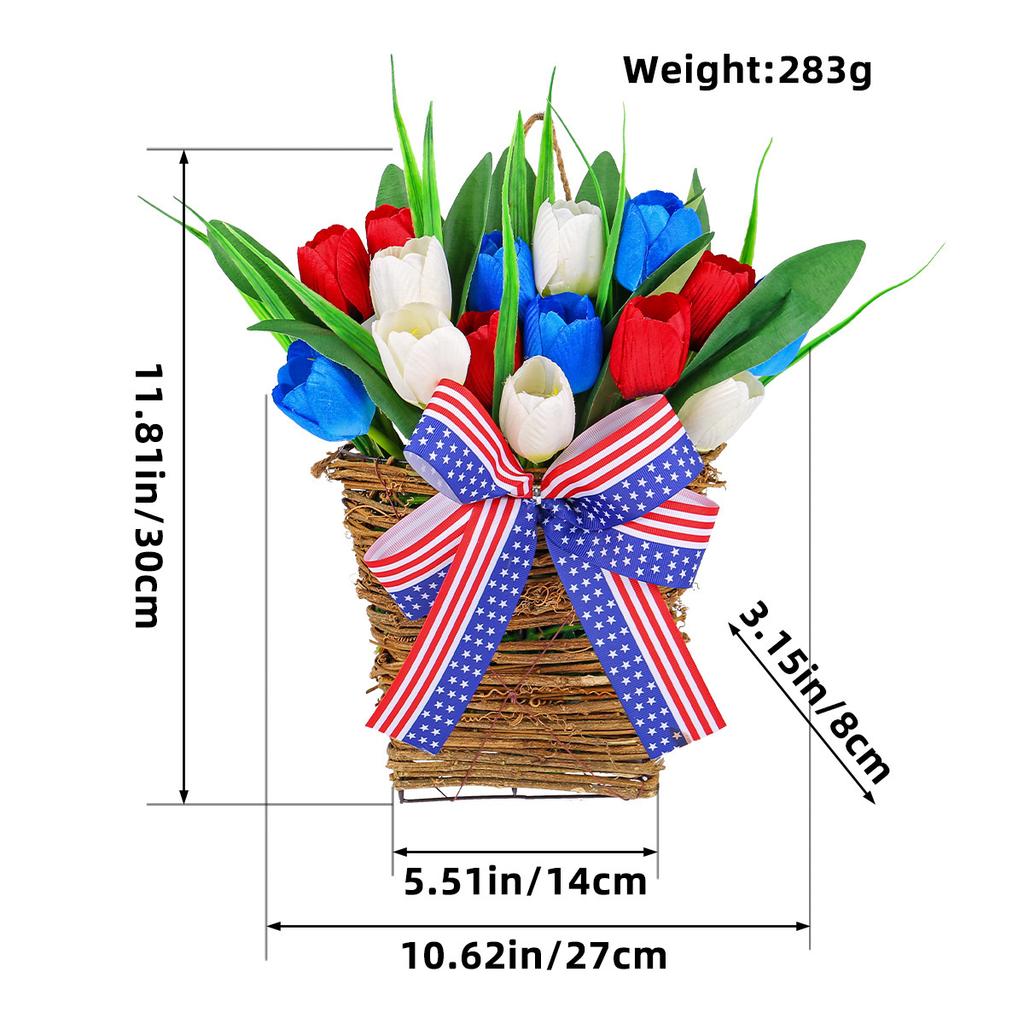 Unabhängigkeitstag Kranz Neuer künstlicher Blumenkranz Türhänger Außenhof Party Dekoration Ornamente