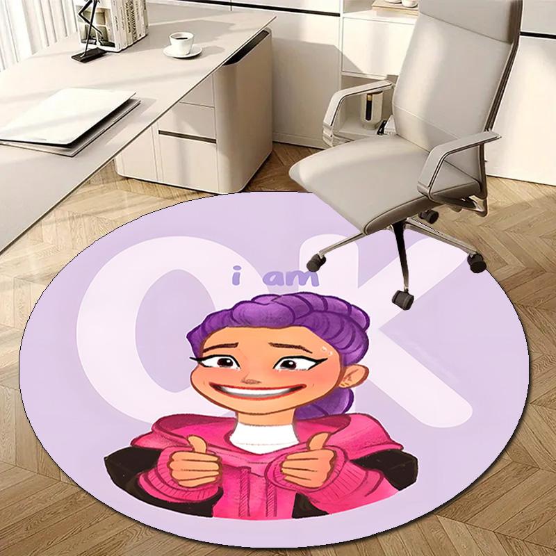 1pc KPop Demon Hunters RUMI1 Design Printed Area Round Carpet for Bedroom Living Room Home Decor Rugs Mat Non Slip Mat Rug for Bedside