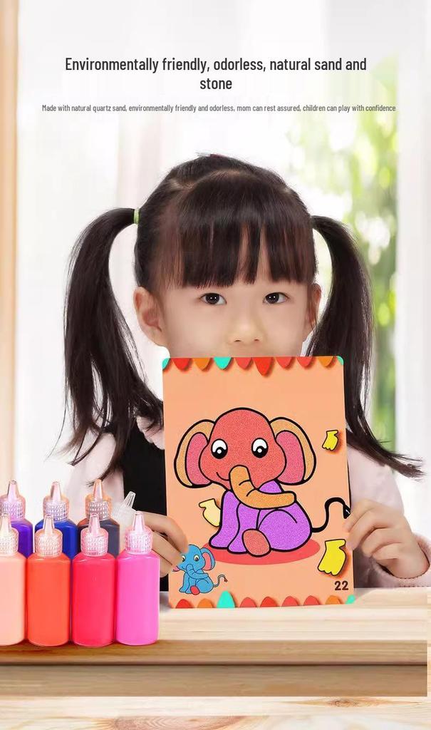 Children's DIY Sand Painting Art Kit - Scratch and Color Educational Craft Set for Boys and Girls