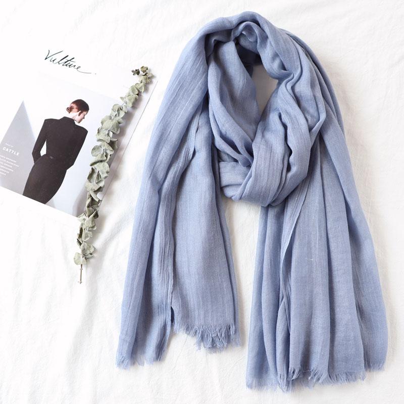 105*190cm One Piece Women Oversize Solid Plain Scarf Shawls Head Wraps Viscose Cashmere Muslim Frayed Hijabs Pashmina