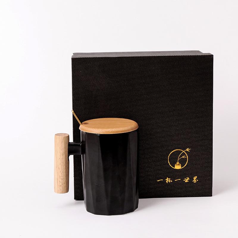 Nordic Wooden Handle Ceramic Mug Literary Water Cup Coffee Cup Holiday Event Gift
