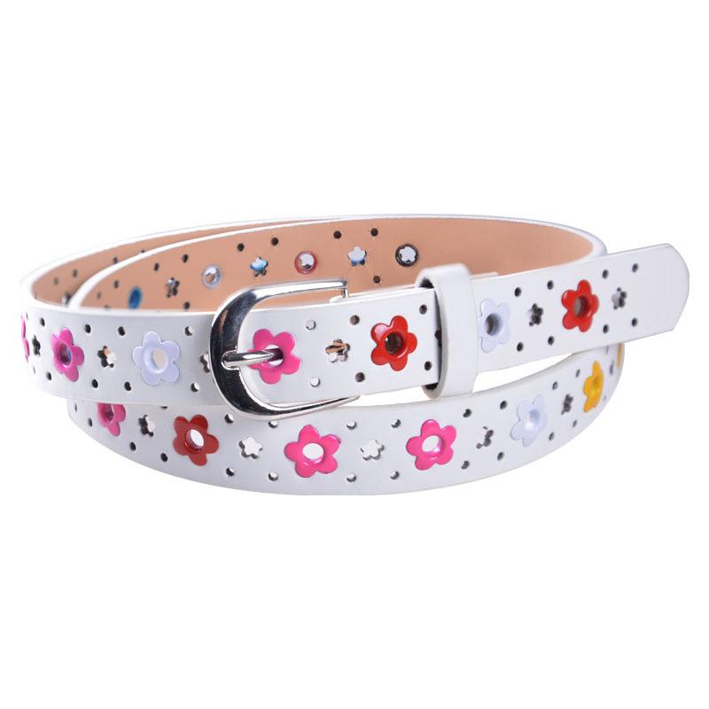

Hollow Butterfly Flowers Children Belt Boys And Girls Pu Leather Adjustable Belts Women Waistband Alloy Buckle Waistband белый