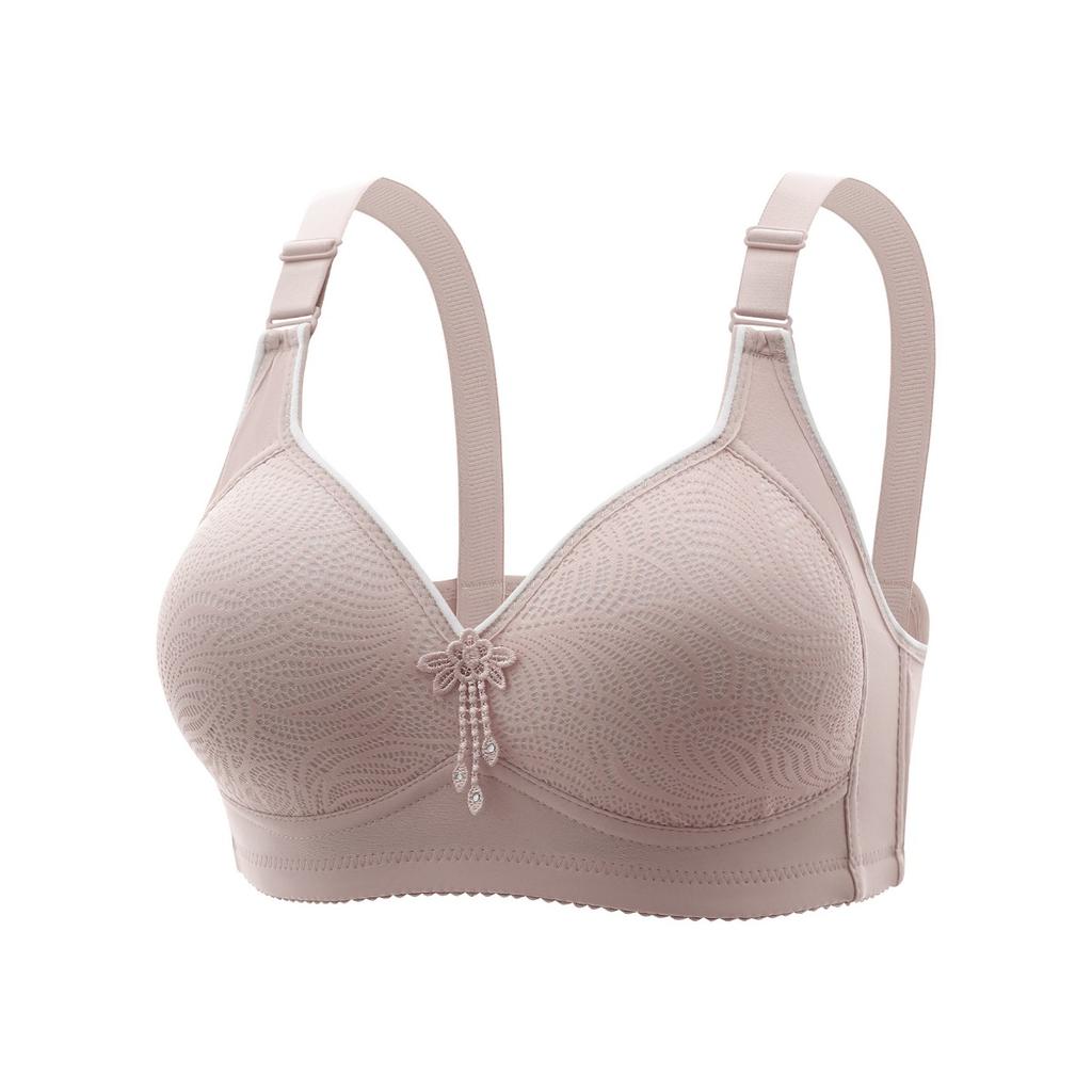 Sexy Lace Flower Face No Steel Ring Bra, Four Rows Three Button Sponge Cup, Plus Size Lingerie for Women