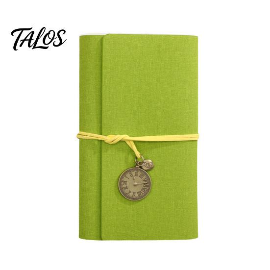 Stain-resistant Journal A6 Faux Leather Notebook, 6 Ring Loose Leaf Binder with Retro Clock Ink-proof Planner Pendant, 7 Inch Personal for Travel