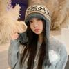 Fair Island style retro knitted wool hat autumn and winter piled thickened thermal ear protection hat versatile big head circumference Lei Feng hat