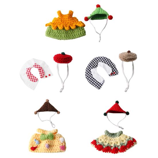 1 Set Abbigliamento per Criceti Cappello a Maglia con Cinturino Regolabile Top all'Uncinetto Costume per Criceti Porcellini d'India Piccoli Animali Accessori Pet