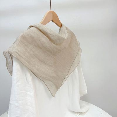 Spring/Autumn Versatile Solid Linen Small Square Scarf Thin Breathable Women Summer Neck Small Scarf and Scarves Accessories