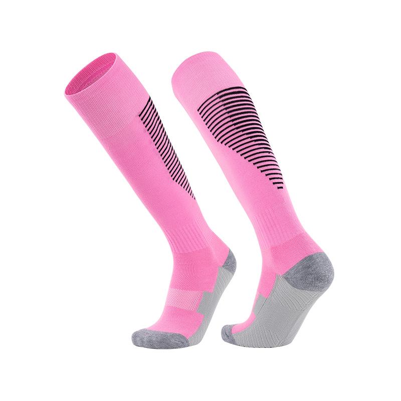Colorful Terry Bottom Anti-Slip Over-the-Calf Breathable Football Socks for Adults
