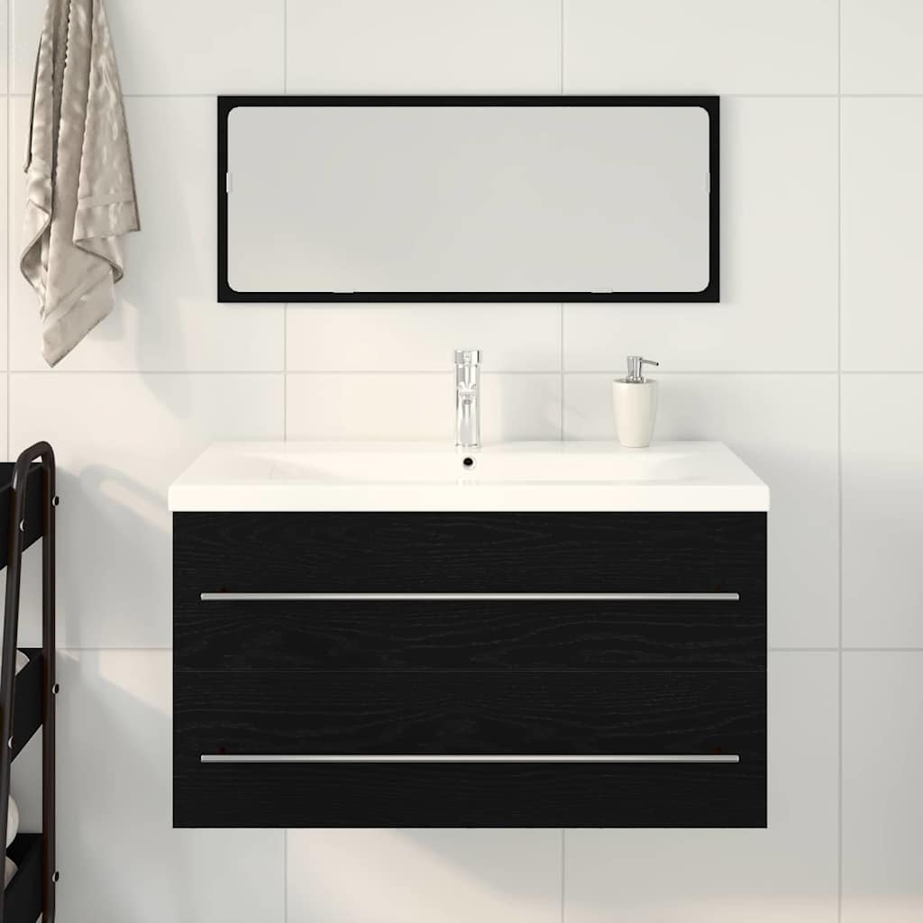Washbasin Cabinet with Drawers 3 pcs Black Oak Effect