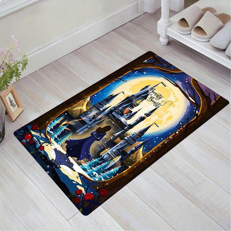 

1pc Castle Beauty and The Beast Rug Anti Slip, Non Shedding, Ideal for Living, Bedroom & Laundry Handcrafted Home Decor, Adds Vibrancy To Any Room Chr 60cm by 90cm