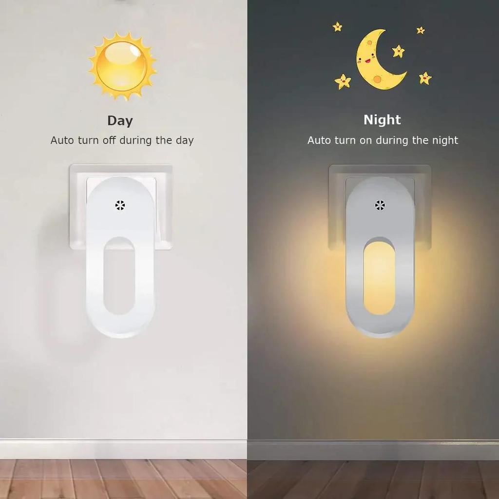 LED Plug Night Light EU/US Wall Socket Lamp With Twilight Sensor Energy Saving Kids Room Bedroo Portable Night Lights