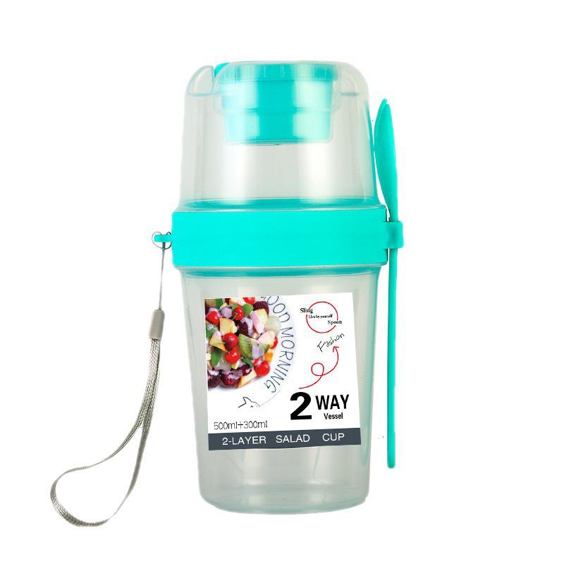 Tragbarer Salat- & Frühstücksbecher mit Löffel und Deckel - Großes Fassungsvermögen für den Heim- oder Bürogebrauch