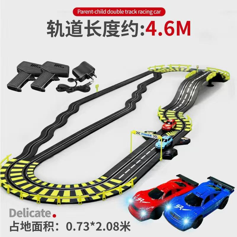 Electric Remote Control Slot Car Track Large 2-Player Competitive Dual Mode Remote Adjustable Splicing Kids Adults Gift Toy Set