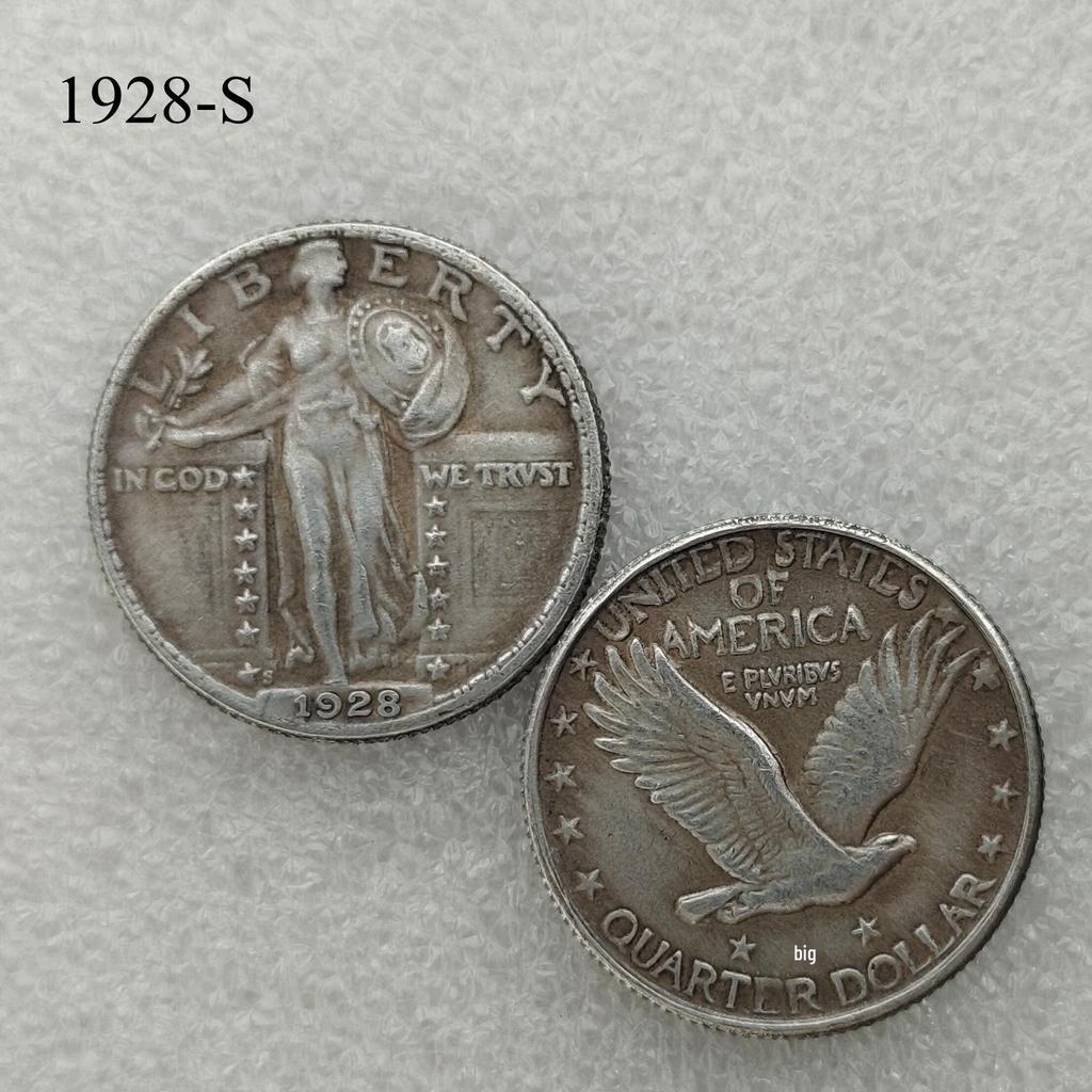 Antique American Liberty 25 Cents Coin, 1916-1930, Optional Brass or Silver Plated