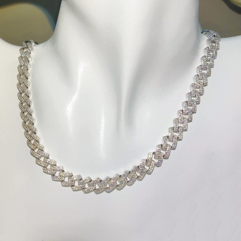 Ширина 14 мм Ледяная Кубинская Цепь с Кубическим Цирконием 2 Ряда Miami Cuban Link Ожерелье для Рэпера Мужское Ожерелье Хип-Хоп Украшения 50cm