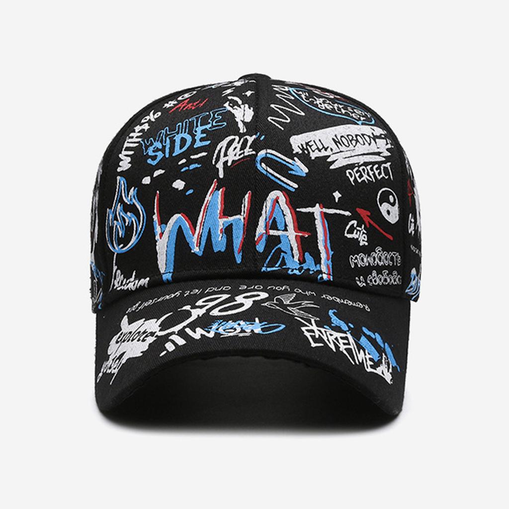 Cappellino da Baseball Hiphop con Stampa Graffiti Regolabile Protezione Solare Traspirante Estivo da Esterno Per Uomo e Donna