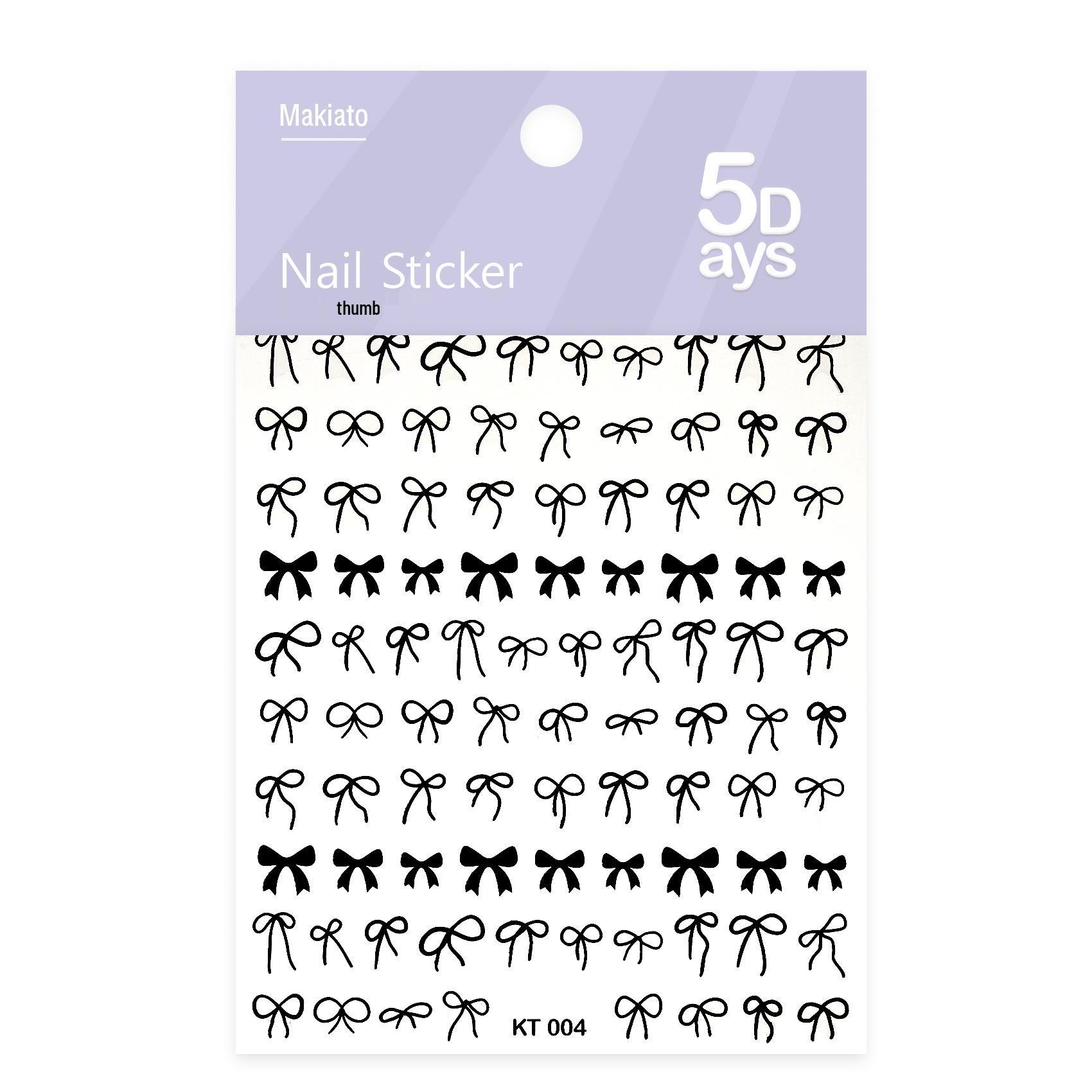 

Черно-белые наклейки для ногтей с бантиками самоклеящиеся