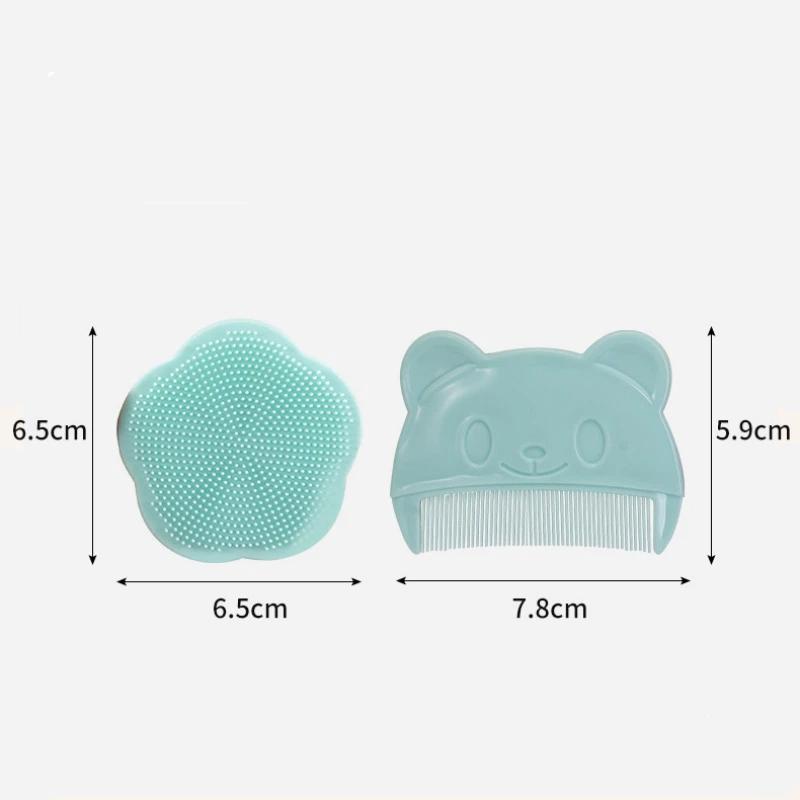 Set de 2 Piezas Masajeador de Cabeza de Silicona para Bebés Peine para Grasa Craneal Fetal Peine Suave para Baño de Niños Pequeños Limpieza del Cabello de Recién Nacidos Accesorios para el Cuidado del Bebé