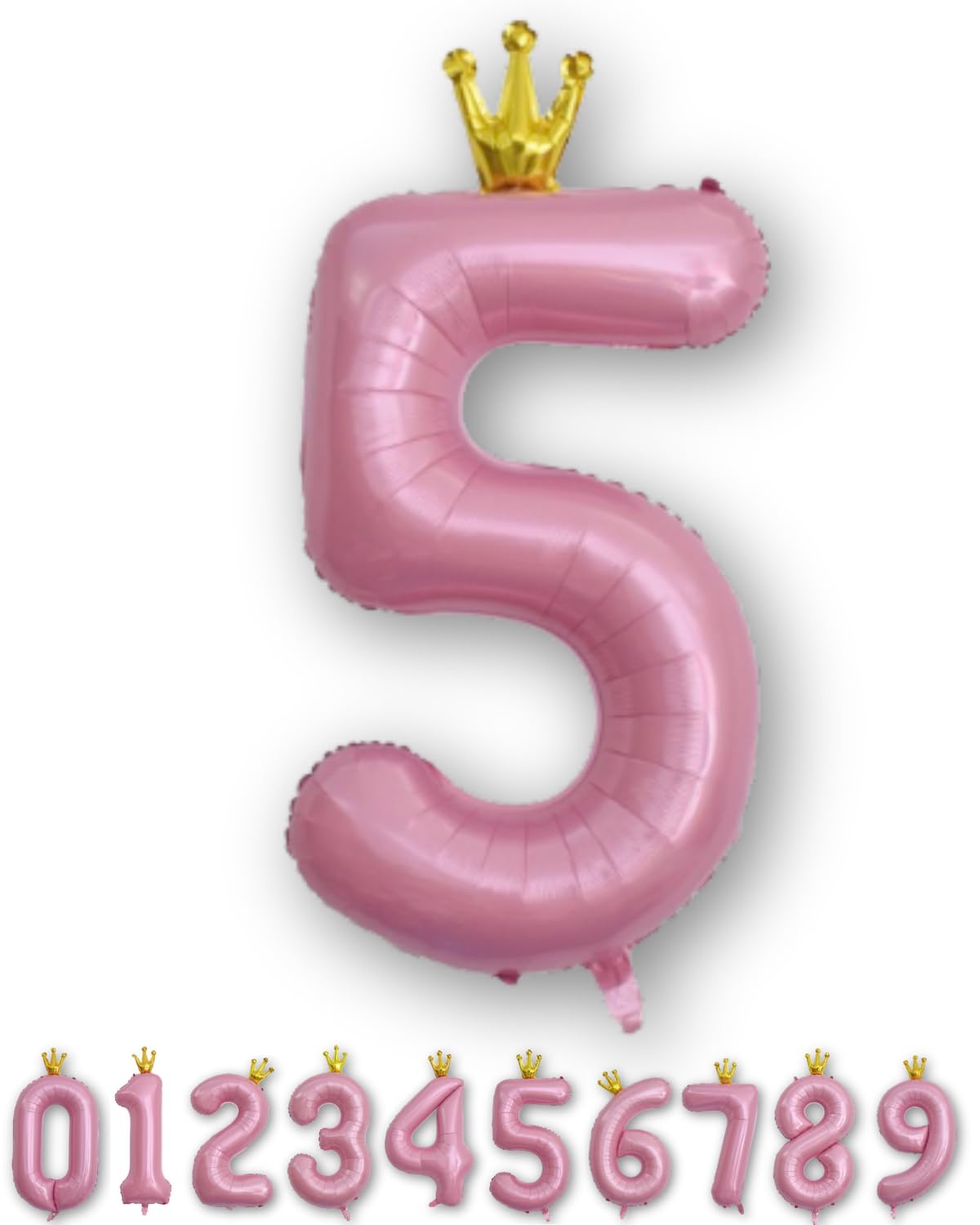 

La Kissa Balloon Number Birthday Decoration 40-inch Large Number Balloon Crown 90cm Anniversary Pink Crown 5