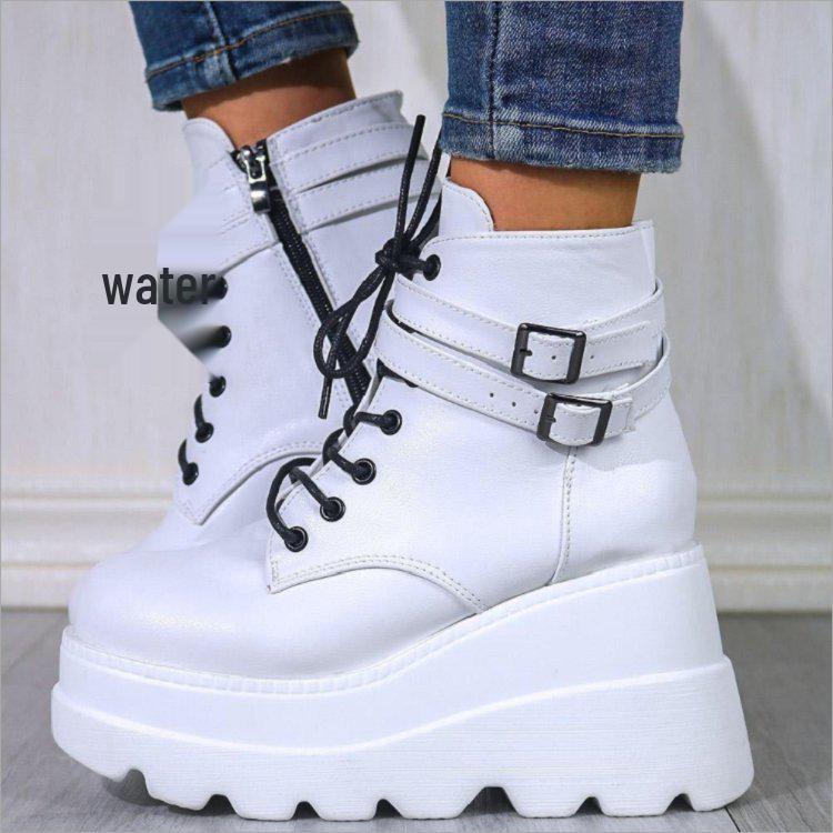 Plus Size Chunky Platform High Heel Buckle Ankle Boots, European & American Style, 2020 Autumn/Winter Collection