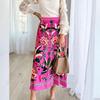 2025 Rose Red Waist-Cinching Casual Skirt: Autumn European & American Fashion