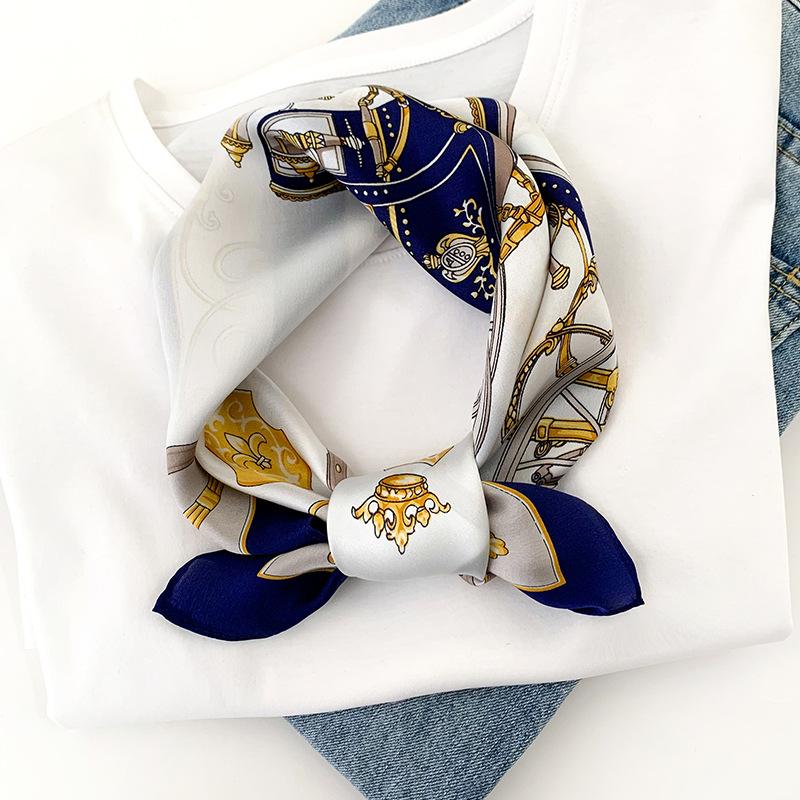 1116 retro carriage new silk small square scarf women's spring and summer decoration small scarf mulberry silk silk scarf sunscreen shawl
