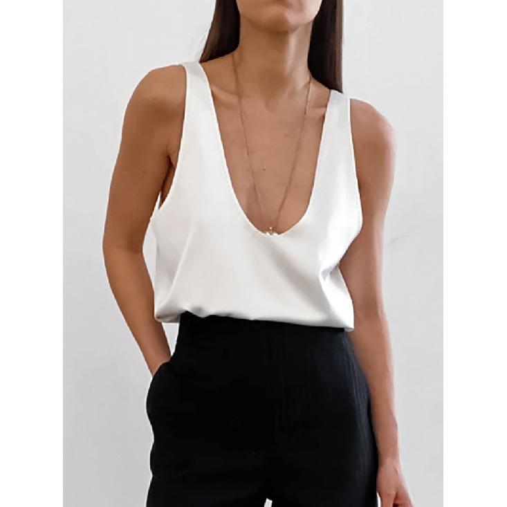 Light Luxury Comfortable Women U-neck Vest Top 2026 Spring and Summer Girls Breathable Soft Satin Lining Sleeveless Inside Top