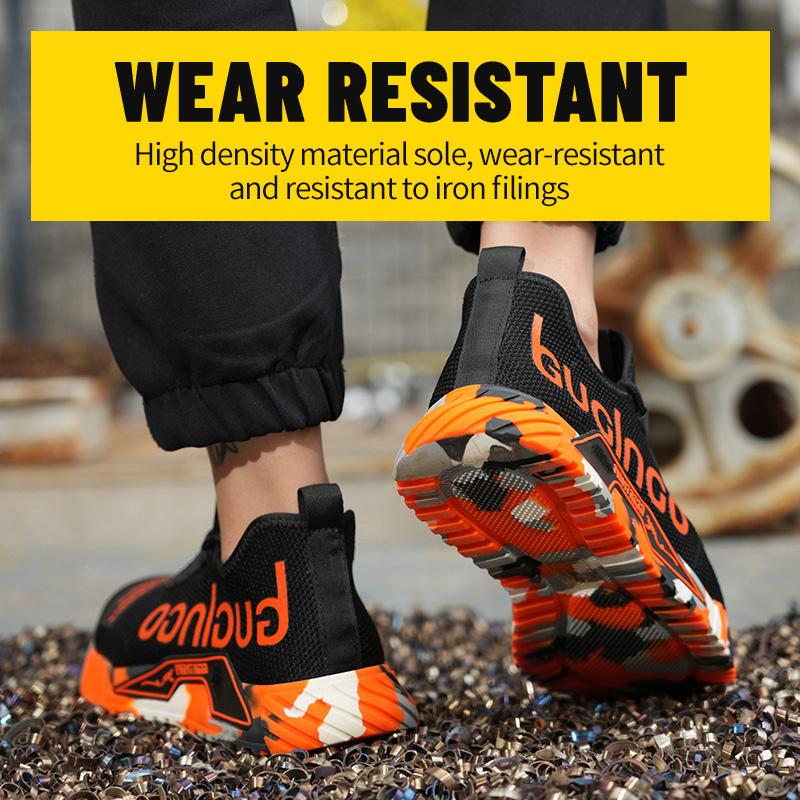 Non Slip Safety Shoes Men Steel Toe Sneakers Puncture Proof Breathable Work Safety Boots Soft Upper All-Season Casual Footwear