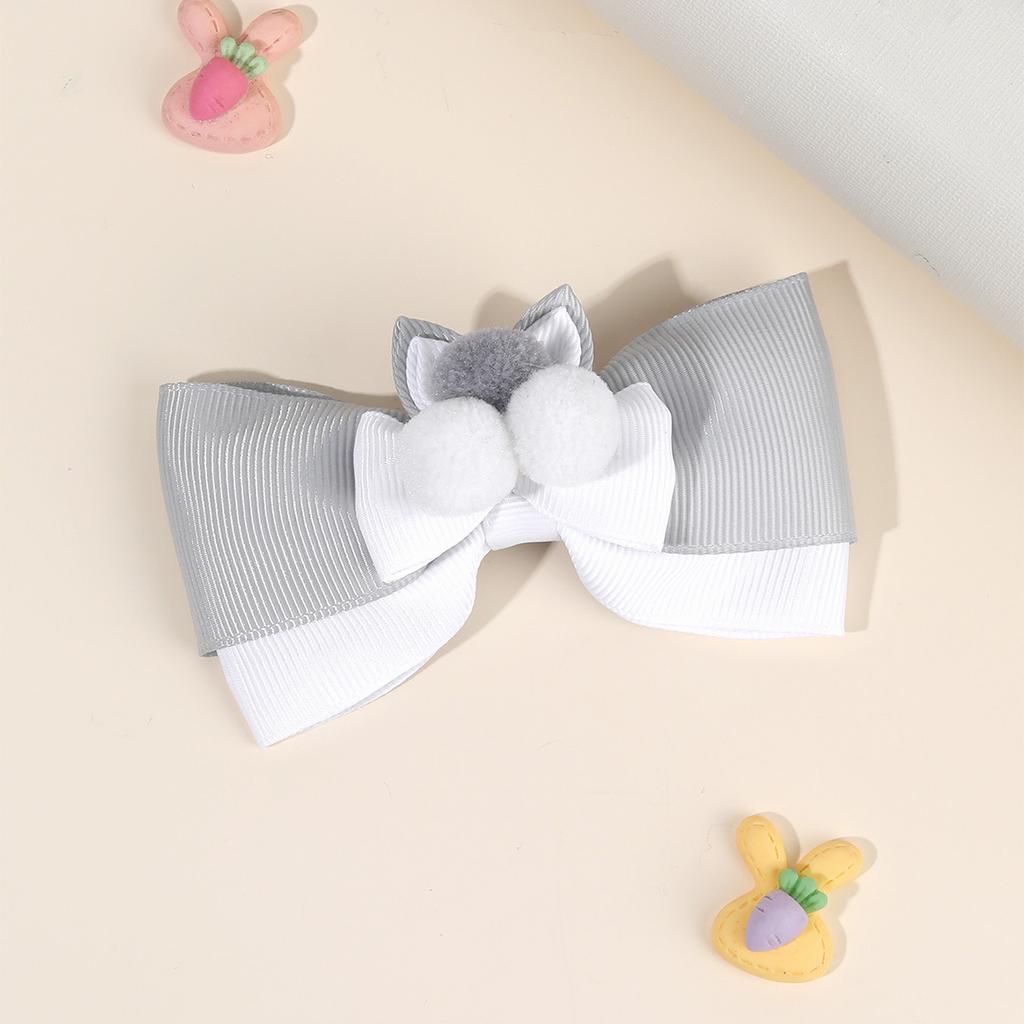 2Pcs New Cute Children's Candy Hairpin, Ribbed Hairpin, Rabbit Ear Hair Accessories Bow Headdress Clip Gift