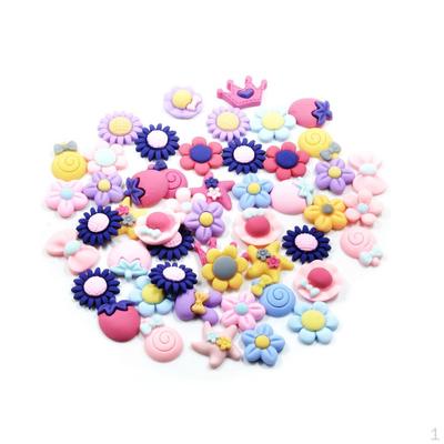 50 Stück gemischte DIY-Harz-Blumen mit flacher Rückseite, Stern-Cabochon-Knöpfe, Charm-Verzierung, Basteln