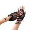 Fashion Women's Mesh Lace Gloves Dancing Party Half Finger Skeleton Gloves Halloween Short Gloves