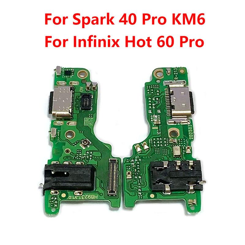 For Tecno Spark 40 Pro KM6 Hot 60 Pro X6885 USB Charging Board Dock Port Microphone Module Flex Cable