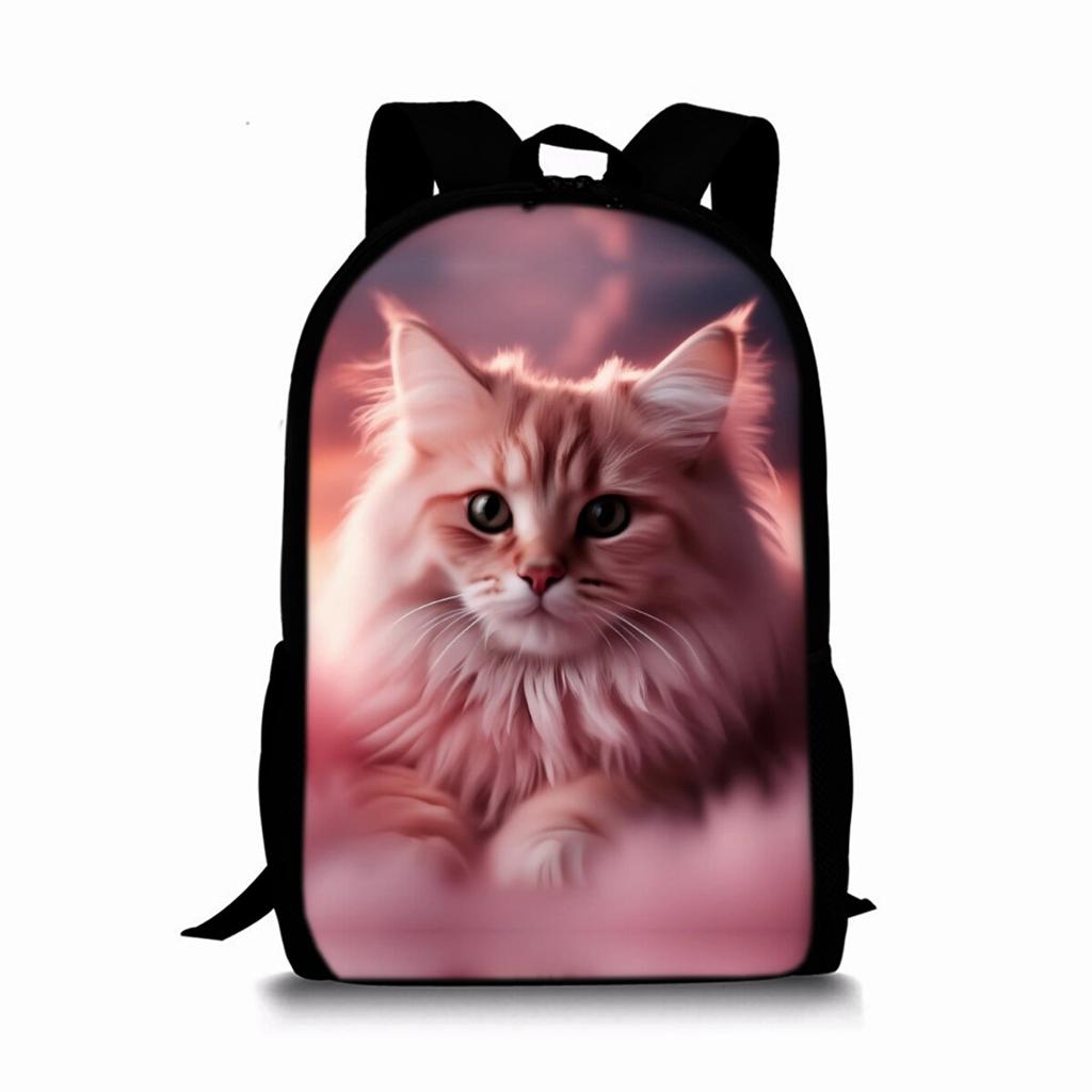 Zaino a strato singolo con stampa di gatti carini per ragazzi e ragazze Migliori regali Borsa scolastica a cartone animato piatto 2D per bambini Borse