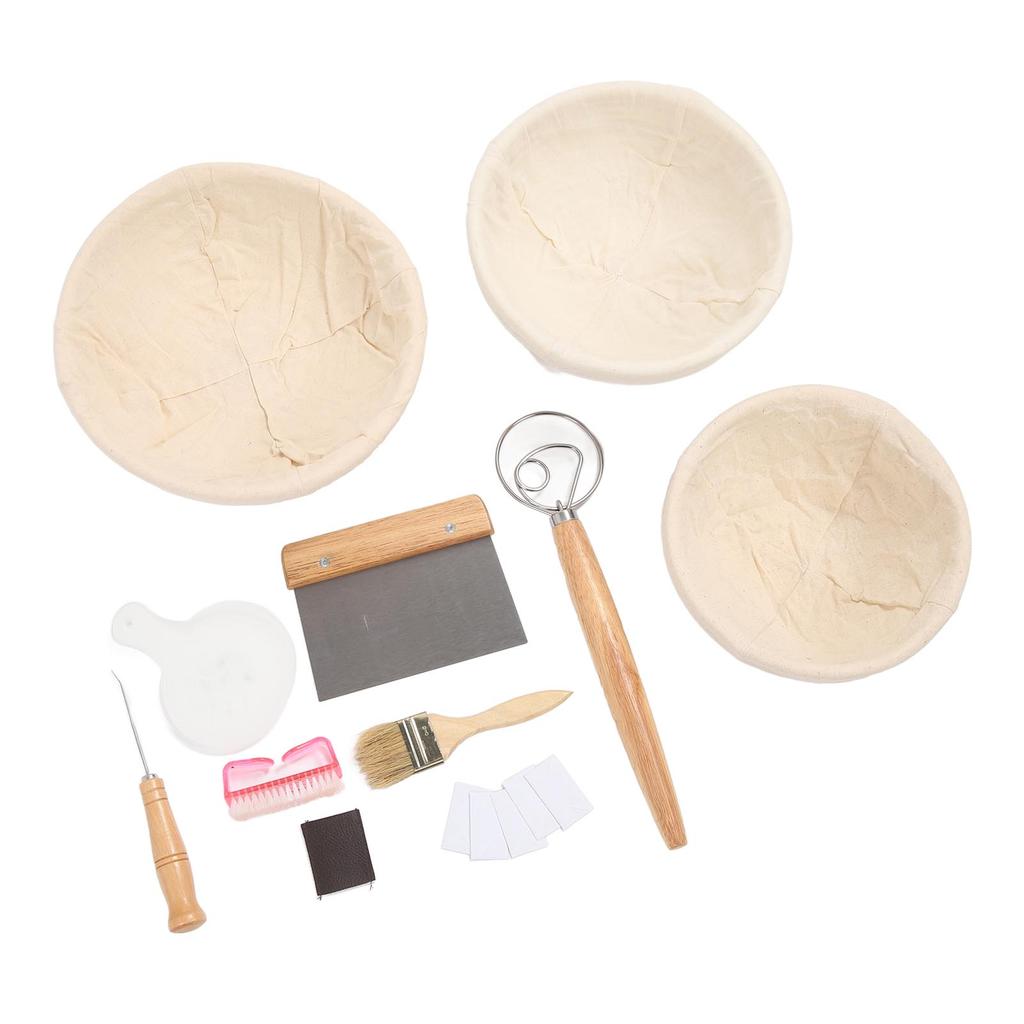 Gärkörbchen 20CM 22.5CM 25CM mit Brotschneider Schnitzmesser Rundes Rattan Brot Backen