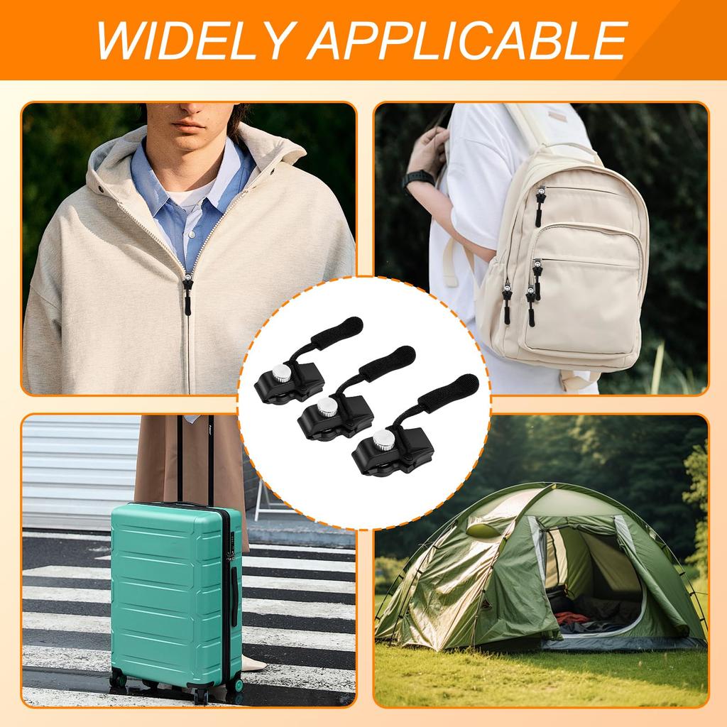 9Pcs Universal Zipper Repair Kit Quick Instant Detachable Zipper Head Replacement Zipper Slider Pull for Jacket Bags Coat Free Sewing