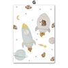 Boho Space Rocket Bear Panda Mouse Nursery Posters Cartoon Wall Art Print Canvas Painting Baby Kids Room Home Decoration Picture