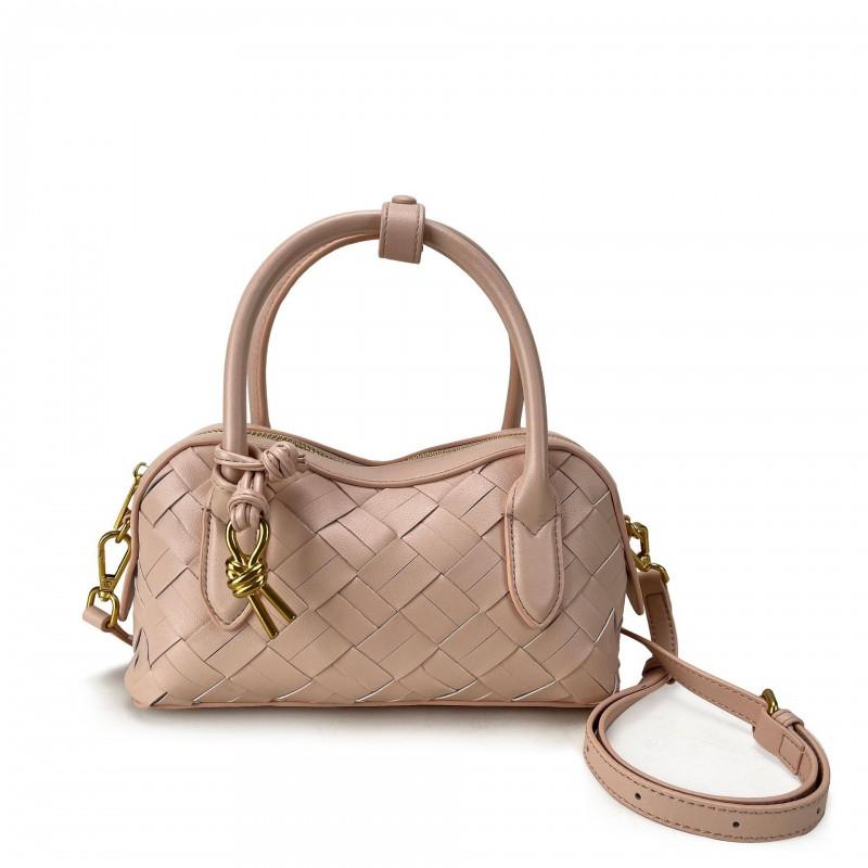 Genuine Leather Woven Shoulder Bag Women Soft Pillow Shape Crossbody With Zip Inner Phone Pocket