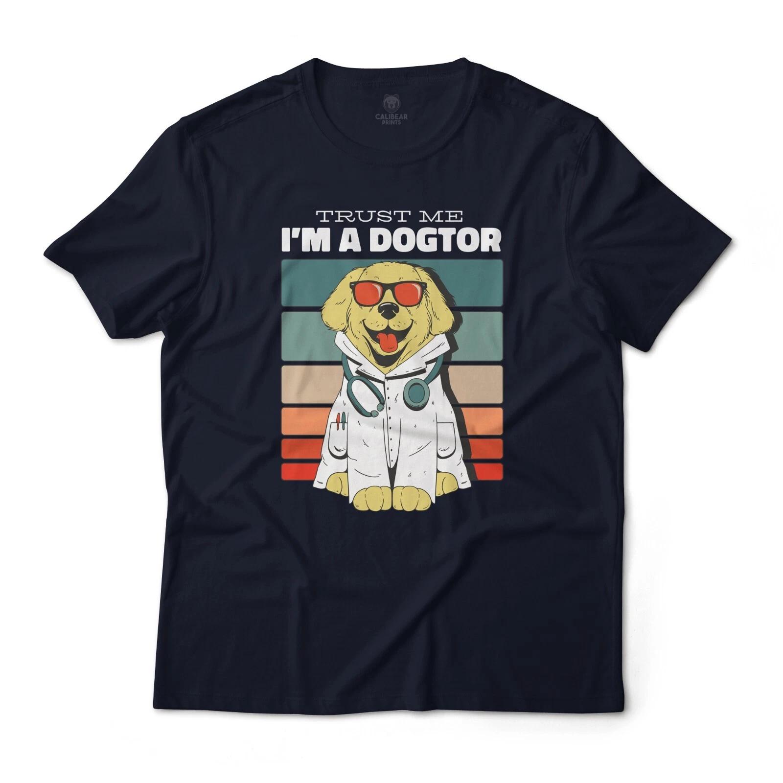 Trust Me I m A Dogtor Golden Retriever Funny Graphic T-T-Shirt Lightweight Cotton L