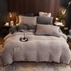 Thickened milk fleece four-piece set crystal fleece thermal bed sheet double-sided fleece quilt cover solid color