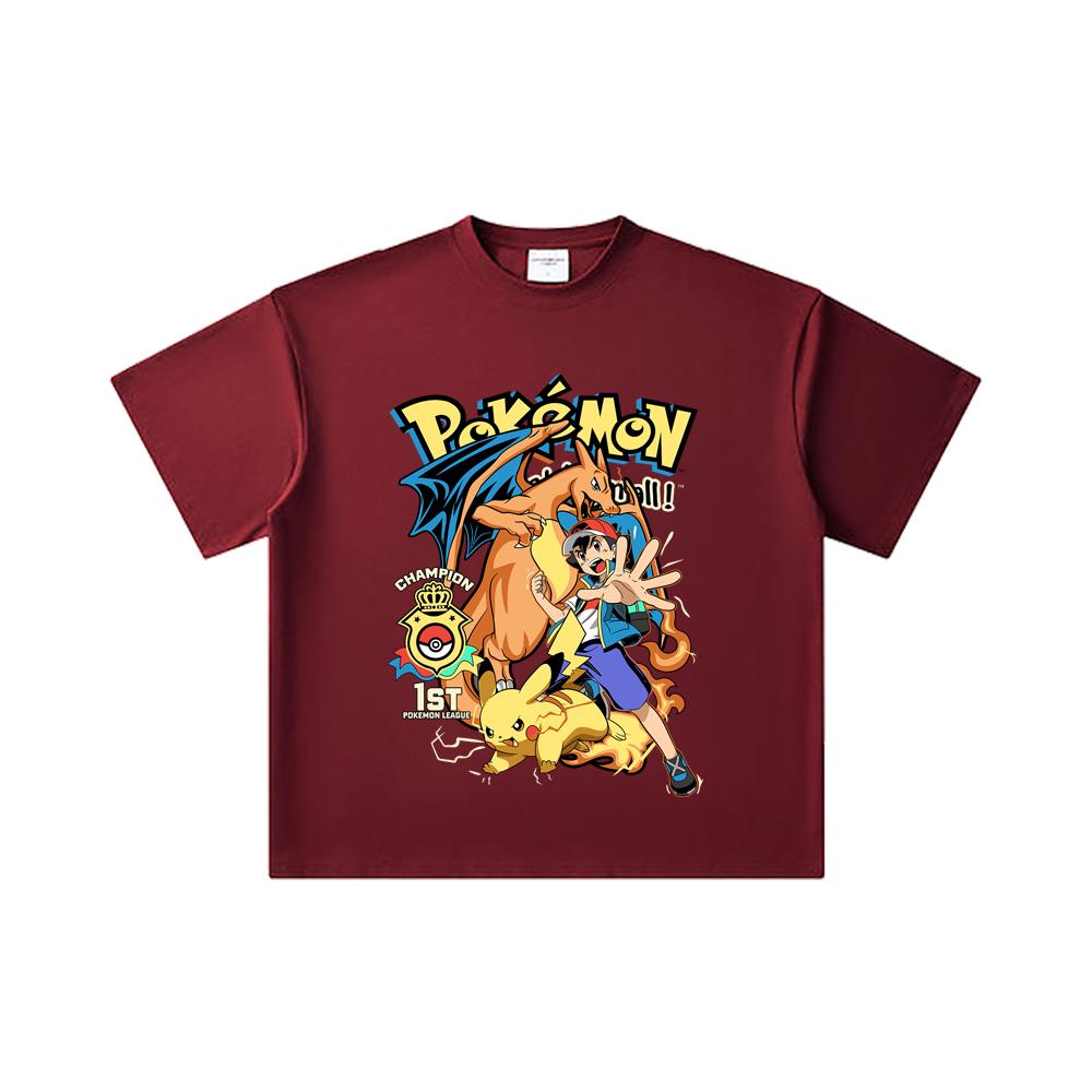 260 GSM Double Yarn 32 Count 100% Cotton Pokemon V1 Print Unisex Heavy Cotton T Shirt