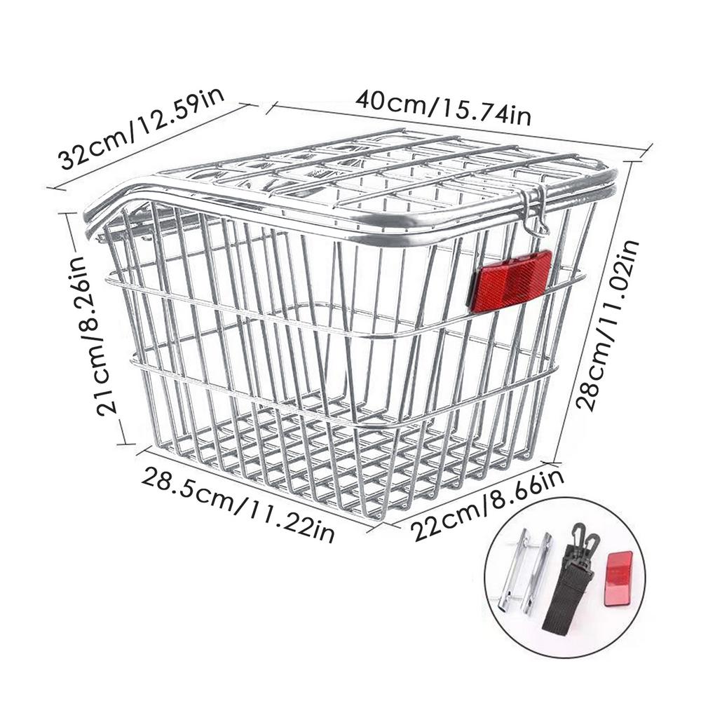 Bike Rear Basket With Rear Light Bicycle Rear Seat Storage Basket Metal Large Rear Cycle Rack Frame Cycle Rear Shelf For Cycling
