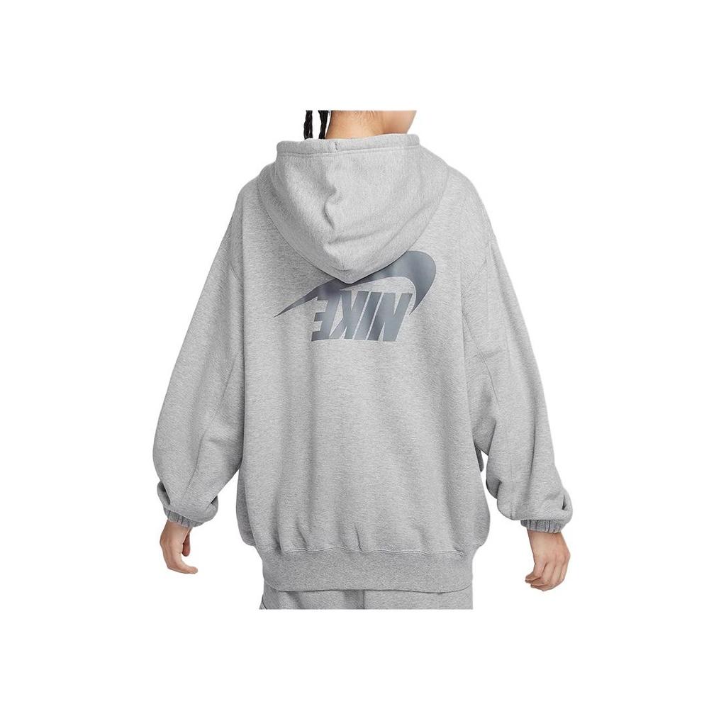 Nike Nadruk z Logo Dzianinowa Bluza z Kapturem Robocza z Długim Rękawem Kobiety kurtki Szary FV7516063