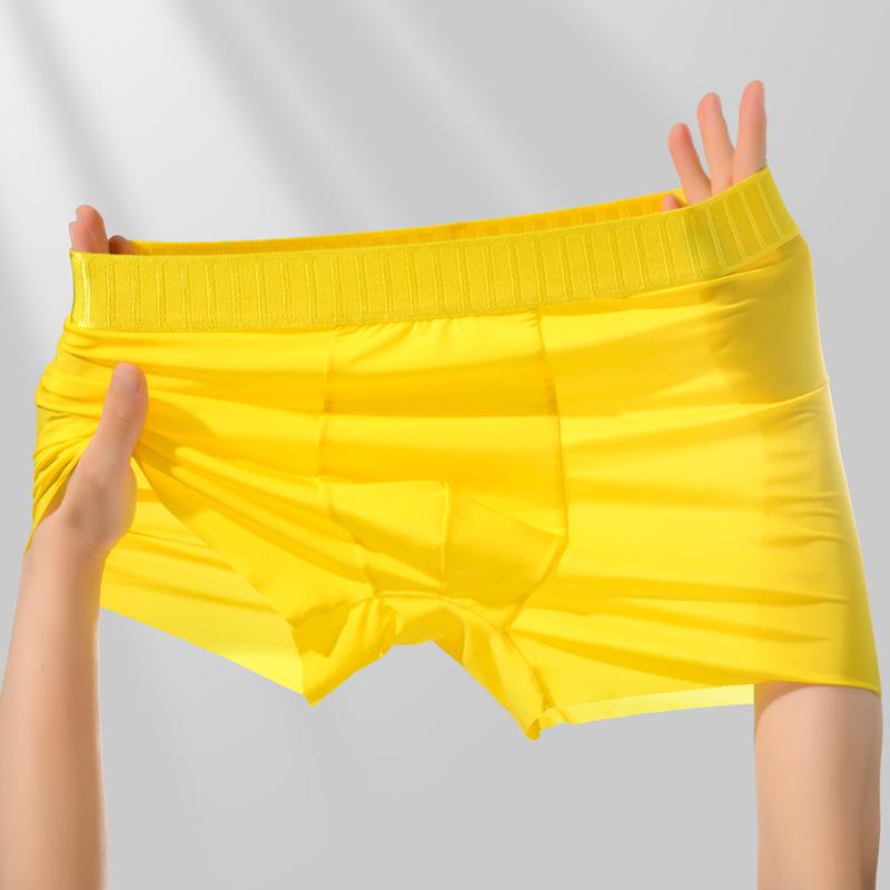 Men's Summer Ice Silk Non-mark Breathable Mulberry Silk Crotch Comfortable Flat Angle Underwear
